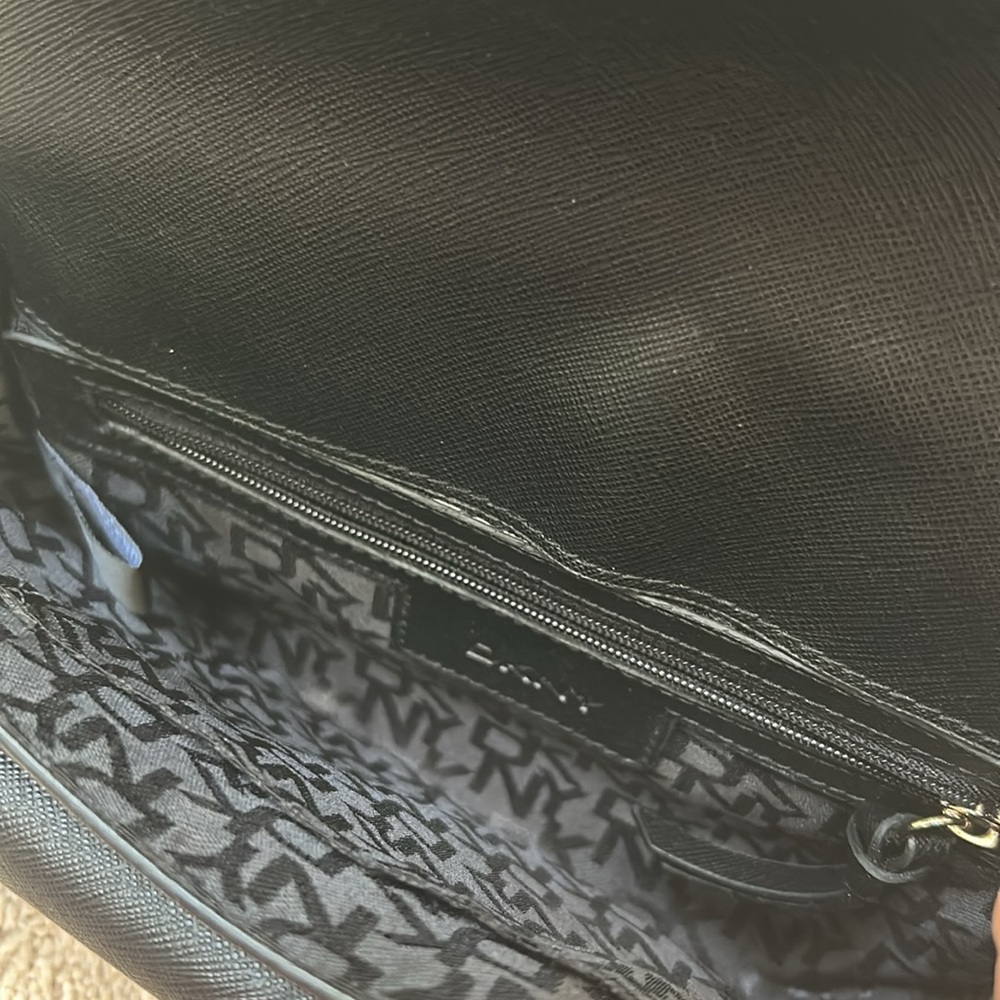 DKNY | Leather Double Flap Crossbody Bag | Black - Picture 13 of 16